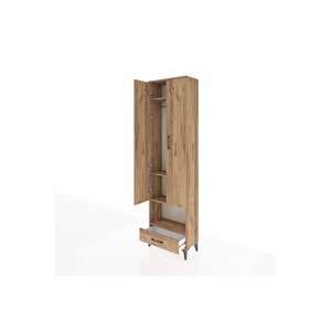 Arges Dolap 4 Raflı Tek Çekmeceli Tek Askılı 60x30x221 Çam-çam