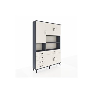 Arges Gardrop 9 Raflı 5 Çekmeceli 5 Kapaklı 132x30x195 Antrasit-aytaşı