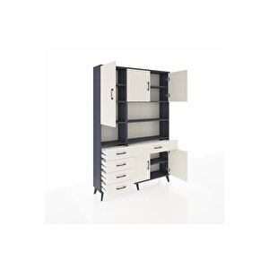 Arges Gardrop 9 Raflı 5 Çekmeceli 5 Kapaklı 132x30x195 Antrasit-aytaşı