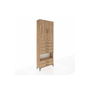 Arges Dolap 4 Raflı 6 Çekmeceli 2 Kapaklı 88x30x243 Çam-çam