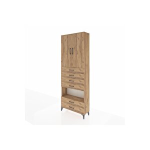 Arges Dolap 4 Raflı 6 Çekmeceli 2 Kapaklı 88x30x243 Çam-çam