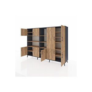 Hyperion Dolap 14 Raflı 9 Kapaklı 220x44x163 Antrasit-çam