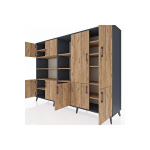 Hyperion Dolap 14 Raflı 9 Kapaklı 220x44x163 Antrasit-çam