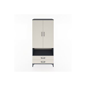 Hyperion Dolap 3 Raflı 2 Çekmeceli Tek Askılı 88x44x195 Antrasit-aytaşı