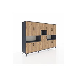 Hyperion Dolap 14 Raflı 10 Kapaklı 220x44x163 Antrasit-çam/antrasit