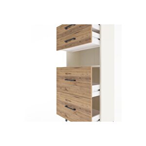 Arges Dolap Tek Raflı 4 Çekmeceli 60x30x134 Aytaşı-çam