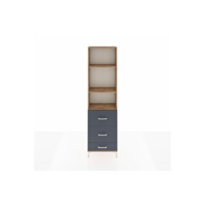 Arges Dolap 3 Raflı 3 Çekmeceli 60x30x221 Çam-antrasit