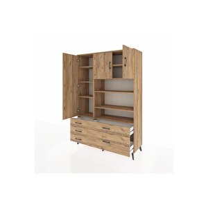 Hyperion Gardrop 9 Raflı 5 Çekmeceli 3 Kapaklı 132x44x195 Çam-çam