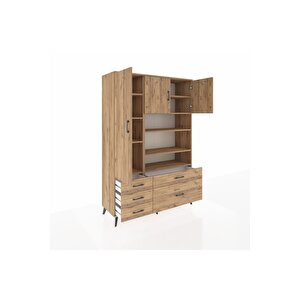 Hyperion Gardrop 9 Raflı 5 Çekmeceli 3 Kapaklı 132x44x195 Çam-çam