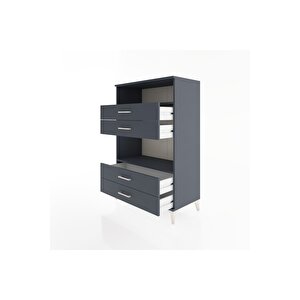 Hyperion Dolap 2 Raflı 4 Çekmeceli 88x44x134 Antrasit-antrasit