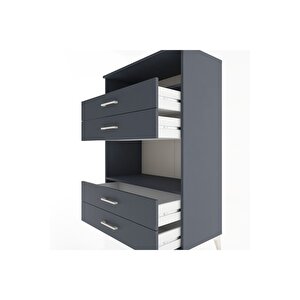 Hyperion Dolap 2 Raflı 4 Çekmeceli 88x44x134 Antrasit-antrasit