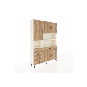 Arges Gardrop 9 Raflı 5 Çekmeceli 5 Kapaklı 132x30x195 Aytaşı-çam