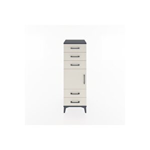 Hyperion Dolap Tek Raflı 5 Çekmeceli Tek Kapaklı 44x44x134 Antrasit-aytaşı