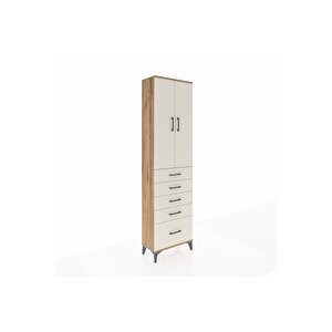 Arges Dolap 3 Raflı 5 Çekmeceli 2 Kapaklı 60x30x221 Çam-aytaşı