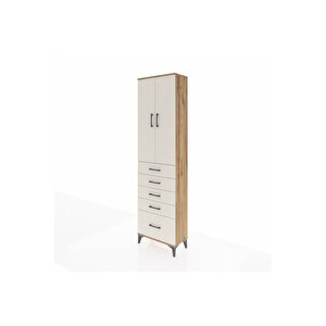Arges Dolap 3 Raflı 5 Çekmeceli 2 Kapaklı 60x30x221 Çam-aytaşı