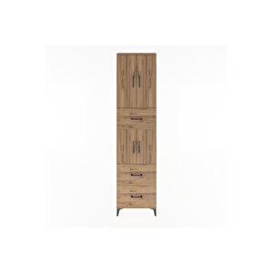 Arges Dolap 5 Raflı 3 Çekmeceli 4 Kapaklı 60x30x243 Çam-çam