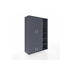 Hyperion Gardrop 6 Raflı 4 Kapaklı Tek Askılı 132x44x195 Antrasit-antrasit