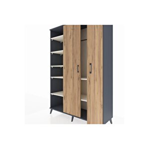 Hyperion Dolap 7 Raflı 2 Kapaklı Tek Askılı 132x44x195 Antrasit-çam/aytaşı