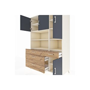 Kronos Dolap 9 Raflı 4 Çekmeceli 4 Kapaklı 132x59x195 Aytaşı-antrasit/çam