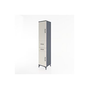 Hyperion Dolap 4 Raflı 2 Çekmeceli 2 Kapaklı 44x44x221 Antrasit-aytaşı