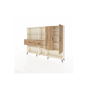 Arges Dolap 10 Raflı 2 Çekmeceli 2 Kapaklı 220x30x163 Aytaşı-çam