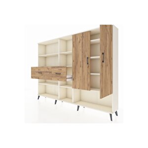 Arges Dolap 10 Raflı 2 Çekmeceli 2 Kapaklı 220x30x163 Aytaşı-çam