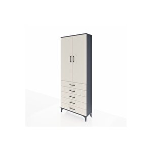 Arges Dolap 3 Raflı 5 Çekmeceli 2 Kapaklı 88x30x221 Antrasit-aytaşı