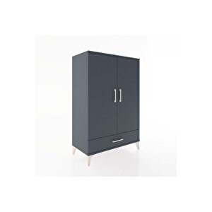 Hyperion Dolap Tek Raflı Tek Çekmeceli Tek Askılı 88x44x134 Antrasit-antrasit
