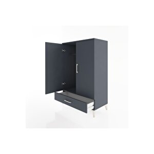Hyperion Dolap Tek Raflı Tek Çekmeceli Tek Askılı 88x44x134 Antrasit-antrasit
