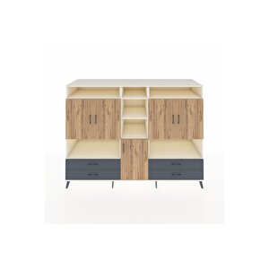 Kronos Dolap 12 Raflı 4 Çekmeceli 5 Kapaklı 220x59x163 Aytaşı-çam/antrasit