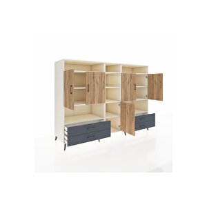 Kronos Dolap 12 Raflı 4 Çekmeceli 5 Kapaklı 220x59x163 Aytaşı-çam/antrasit