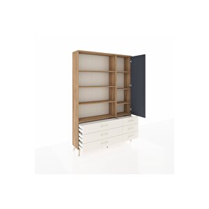 Arges Dolap 8 Raflı 6 Çekmeceli Tek Kapaklı  132x30x195 Çam-antrasit/aytaşı