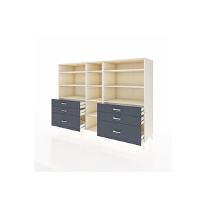 Kronos Dolap 10 Raflı 6 Çekmeceli  220x59x163 Aytaşı-aytaşı/antrasit