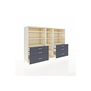 Kronos Dolap 10 Raflı 6 Çekmeceli  220x59x163 Aytaşı-aytaşı/antrasit