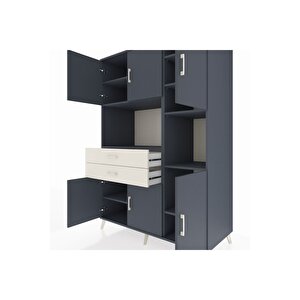 Kronos Dolap 9 Raflı 2 Çekmeceli 6 Kapaklı 132x59x195 Antrasit-antrasit/aytaşı