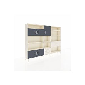 Arges Dolap 13 Raflı 3 Çekmeceli 5 Kapaklı 220x30x163 Aytaşı-antrasit/aytaşı