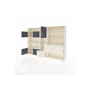 Arges Dolap 13 Raflı 3 Çekmeceli 5 Kapaklı 220x30x163 Aytaşı-antrasit/aytaşı