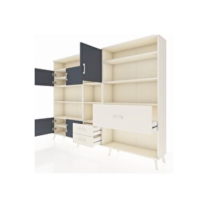 Arges Dolap 13 Raflı 3 Çekmeceli 5 Kapaklı 220x30x163 Aytaşı-antrasit/aytaşı