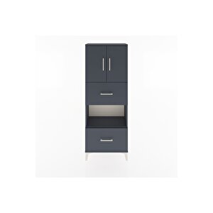 Arges Dolap 3 Raflı 2 Çekmeceli 2 Kapaklı 60x30x163 Antrasit-antrasit