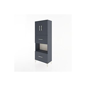 Arges Dolap 3 Raflı 2 Çekmeceli 2 Kapaklı 60x30x163 Antrasit-antrasit