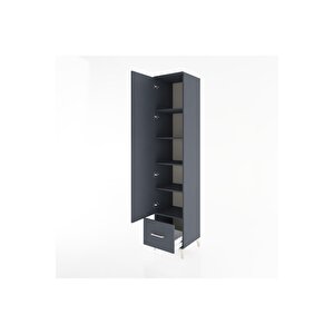 Hyperion Dolap 5 Raflı Tek Çekmeceli Tek Kapaklı 44x44x221 Antrasit-antrasit