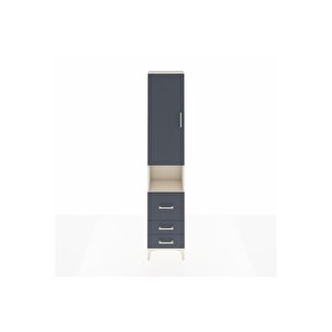 Arges Dolap 4 Raflı 3 Çekmeceli Tek Kapaklı 44x30x221 Aytaşı-antrasit