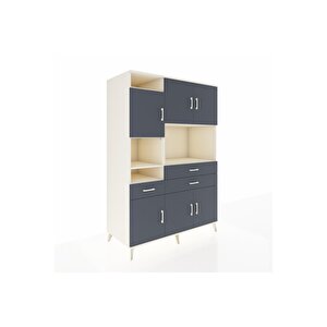 Kronos Dolap 9 Raflı 3 Çekmeceli 6 Kapaklı 132x59x195 Aytaşı-antrasit/antrasit