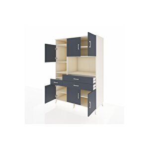 Kronos Dolap 9 Raflı 3 Çekmeceli 6 Kapaklı 132x59x195 Aytaşı-antrasit/antrasit