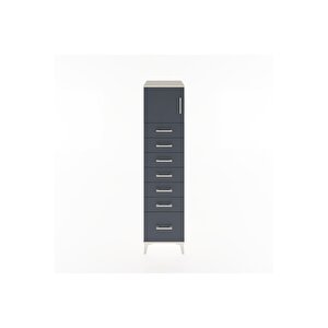Hyperion Dolap Tek Raflı 7 Çekmeceli Tek Kapaklı 44x44x182 Aytaşı-antrasit