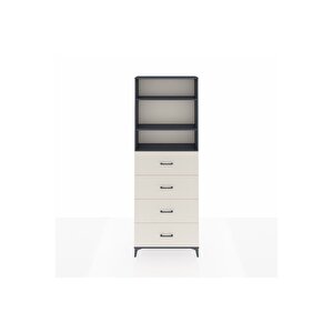 Arges Dolap 3 Raflı 4 Çekmeceli 88x30x243 Antrasit-aytaşı