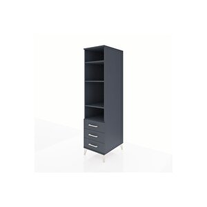 Kronos Dolap 4 Raflı 3 Çekmeceli 44x59x182 Antrasit-antrasit