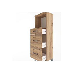 Arges Dolap Tek Raflı 3 Çekmeceli 44x30x134 Çam-çam