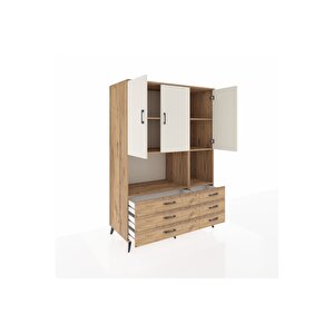 Kronos Dolap 6 Raflı 6 Çekmeceli 3 Kapaklı 132x59x195 Çam-aytaşı/çam