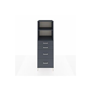 Kronos Dolap 2 Raflı 4 Çekmeceli 60x59x182 Antrasit-antrasit